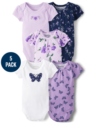Baby Girls Butterfly Bodysuit 5-Pack