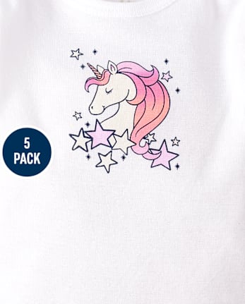Baby Girls Unicorn Bodysuit 5-Pack