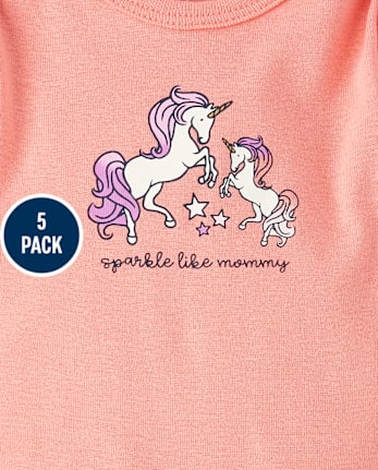 Baby Girls Unicorn Bodysuit 5-Pack
