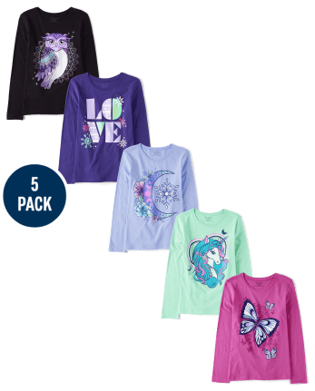 Girls Animal Graphic Tee 5-Pack