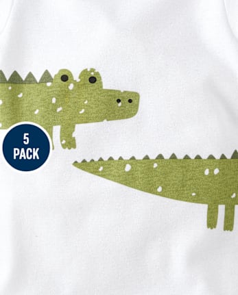 Baby Boys Alligator Bodysuit 5-Pack