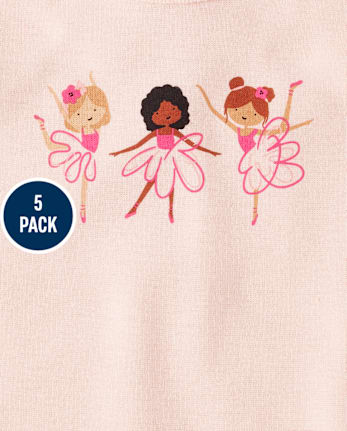 Lot de 5 bodys ballerines pour bébés filles