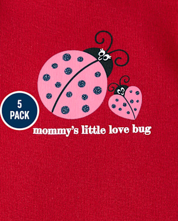 Baby Girls Ladybug Bodysuit 5-Pack