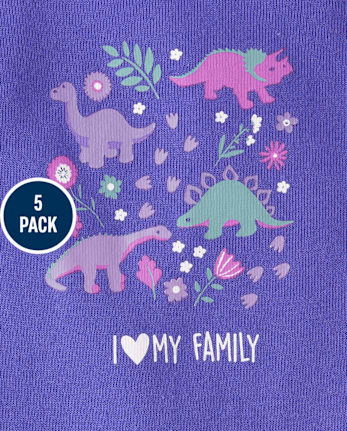 Baby Girls Dino Bodysuit 5-Pack