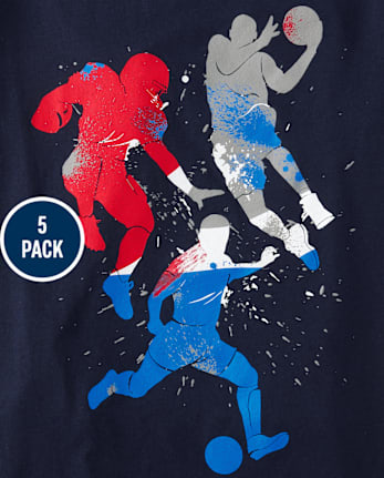 Camiseta deportiva con gráfico para niño, paquete de 5