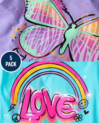 Lot de 5 t-shirts à imprimé animal pour filles