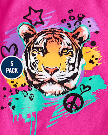 Lot de 5 t-shirts à imprimé animal pour filles