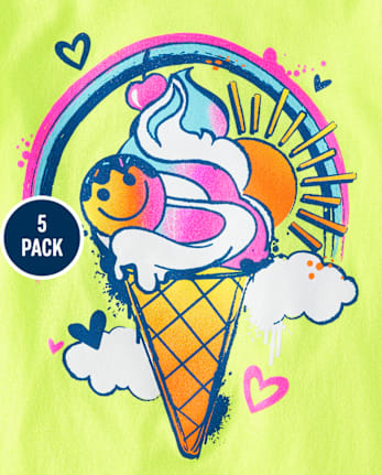 Girls Summer Food Graphic Tee 5-Pack