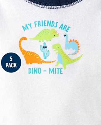 Body de dinosaurio para bebé niño, paquete de 5
