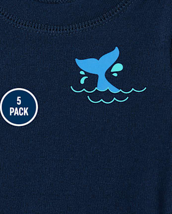 Baby Boys Whale Bodysuit 5-Pack