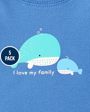 Baby Boys Whale Bodysuit 5-Pack