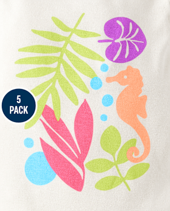 Lot de 5 bodys à feuilles tropicales pour bébé fille