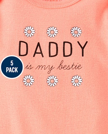 Lot de 5 bodies à motif marguerites pour bébé fille