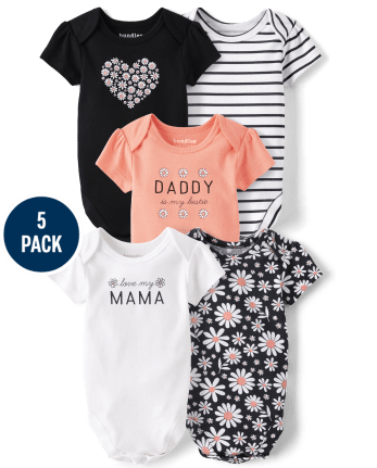 Baby Girls Daisy Bodysuit 5-Pack