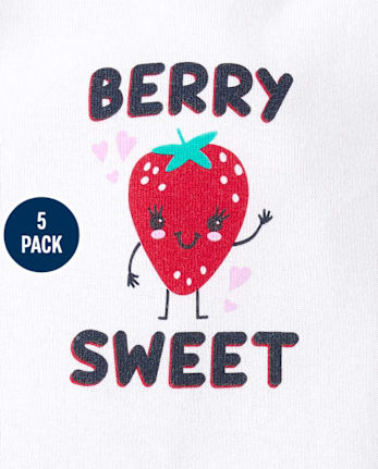 Lot de 5 bodys fraise pour bébé fille