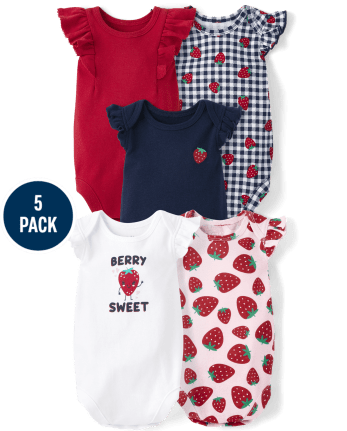 Baby Girls Strawberry Bodysuit 5-Pack