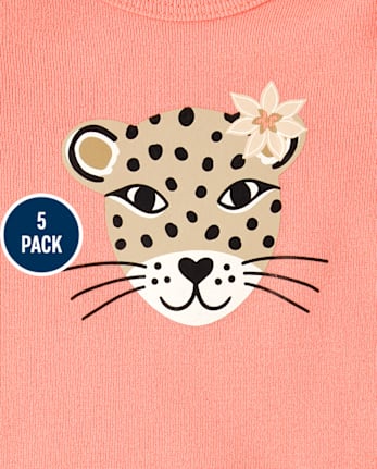 Lot de 5 bodys léopard pour bébé fille