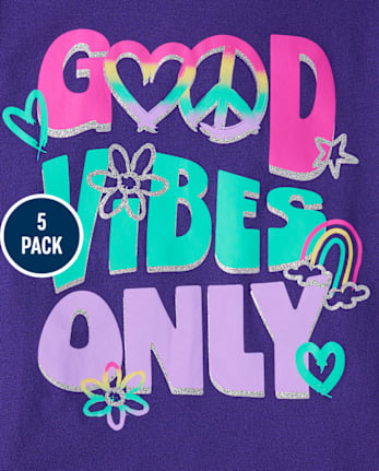 Girls Good Vibes Graphic Tee 5-Pack