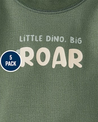 Lot de 5 bodies dinosaures pour bébé garçon