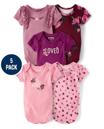 Baby Girls Floral Bodysuit 5-Pack