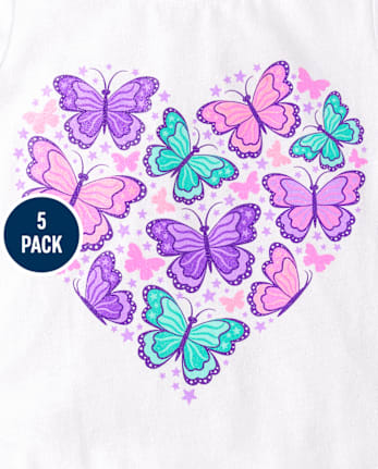 Baby And Toddler Girls Animal Graphic Tee 5-Pack