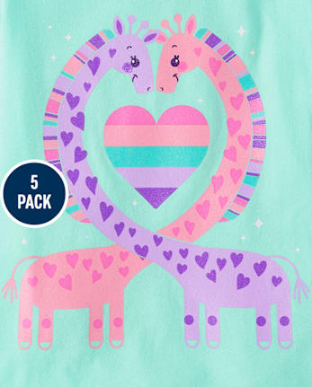Baby And Toddler Girls Animal Graphic Tee 5-Pack