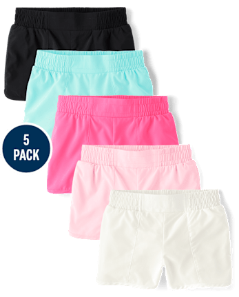 Girls Quick Dry Lined Shorts 5-Pack