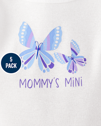 Baby Girls Butterfly Bodysuit 5-Pack