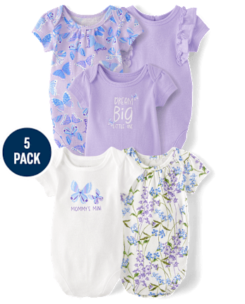 Baby Girls Butterfly Bodysuit 5-Pack