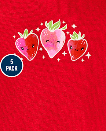 Lot de 5 bodys fraises pour bébé fille