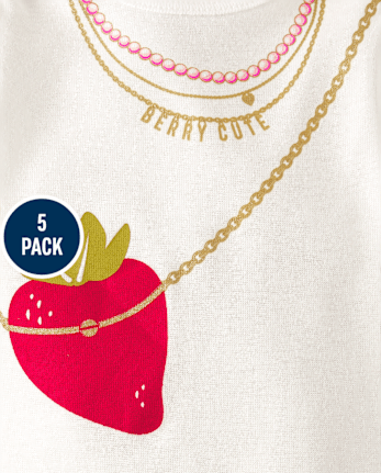 Lot de 5 bodys fraises pour bébé fille
