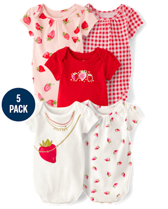 Baby Girls Strawberry Bodysuit 5-Pack