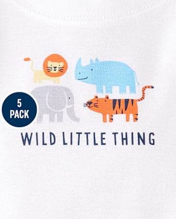 Baby Boys Animal Bodysuit 5-Pack