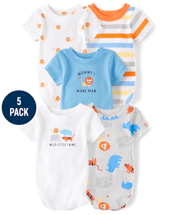Baby Boys Animal Bodysuit 5-Pack
