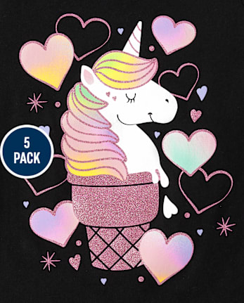 Baby And Toddler Girls Animal Graphic Tee 5-Pack