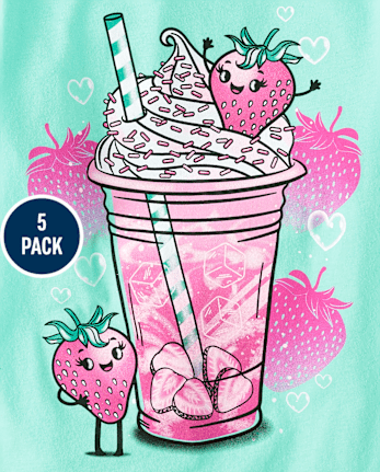 Girls Food Graphic Tee 5-Pack