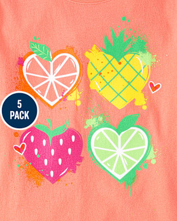Lot de 5 t-shirts graphiques d'été pour filles