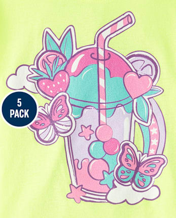 Lot de 5 t-shirts graphiques d'été pour filles