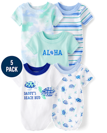 Baby Boys Turtle Bodysuit 5-Pack