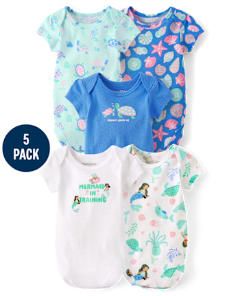 Baby Girls Sea Creature Bodysuit 5-Pack