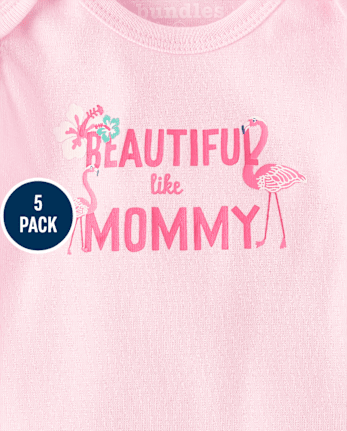 Baby Girls Flamingo Bodysuit 5-Pack
