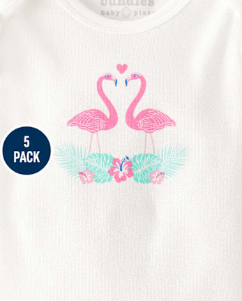 Baby Girls Flamingo Bodysuit 5-Pack