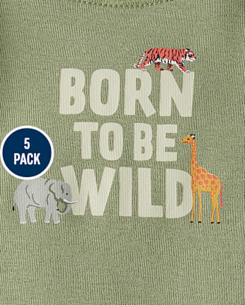 Baby Boys Safari Bodysuit 5-Pack