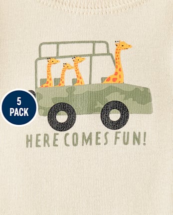 Baby Boys Safari Bodysuit 5-Pack