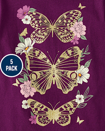 Lot de 5 t-shirts à imprimé floral pour fille
