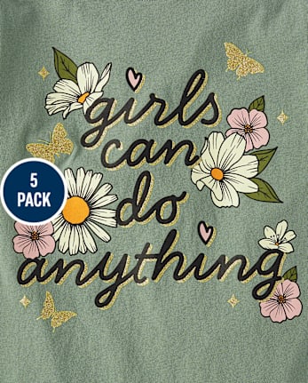 Lot de 5 t-shirts à imprimé floral pour fille