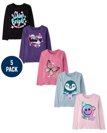 Girls Animal Graphic Tee 5-Pack