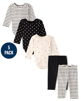 Baby Girls Striped 5-Piece Playwear Set
