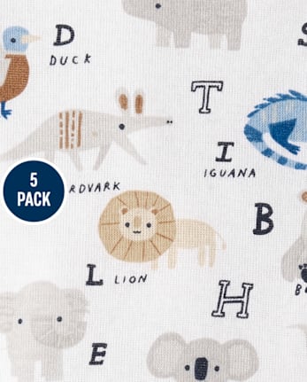 Baby Boys Animal Bodysuit 5-Pack