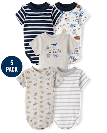 Baby Boys Animal Bodysuit 5-Pack